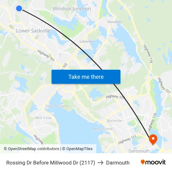 Rossing Dr Before Millwood Dr (2117) to Darmouth map