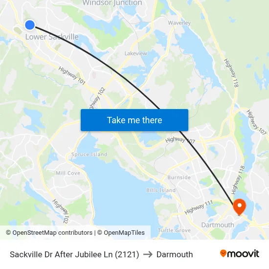Sackville Dr After Jubilee Ln (2121) to Darmouth map