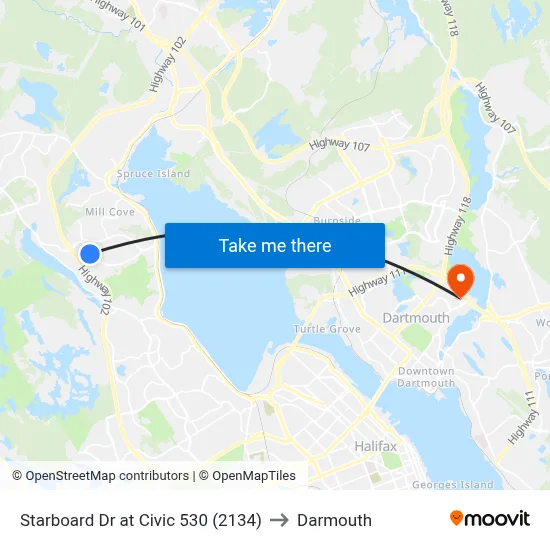 Starboard Dr at Civic 530 (2134) to Darmouth map