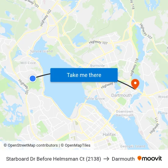 Starboard Dr Before Helmsman Ct (2138) to Darmouth map
