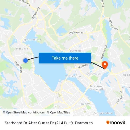 Starboard Dr After Cutter Dr (2141) to Darmouth map
