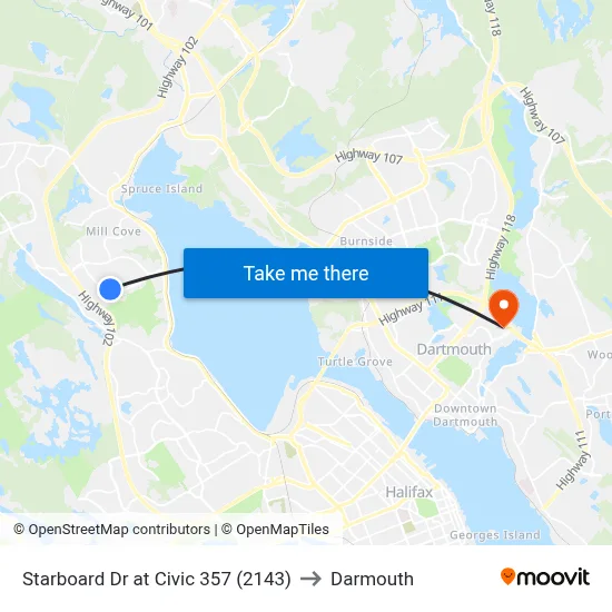 Starboard Dr at Civic 357 (2143) to Darmouth map