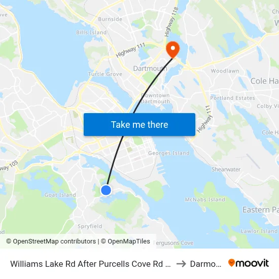 Williams Lake Rd After Purcells Cove Rd (2156) to Darmouth map