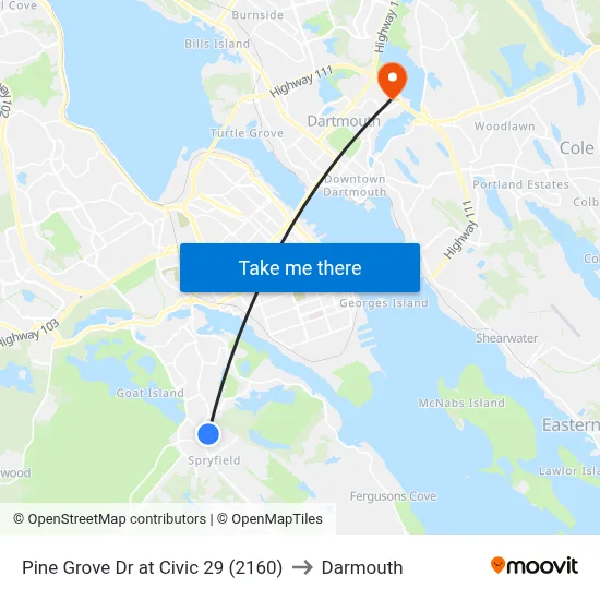 Pine Grove Dr at Civic 29 (2160) to Darmouth map