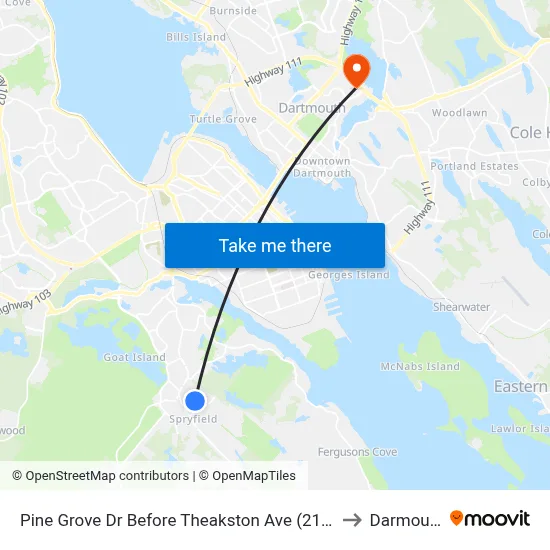 Pine Grove Dr Before Theakston Ave (2161) to Darmouth map