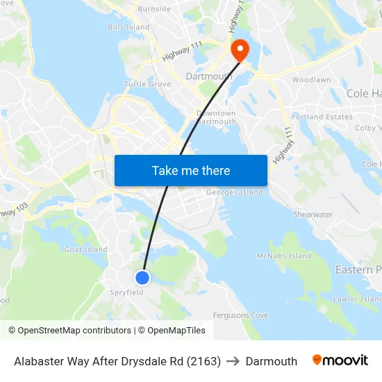 Alabaster Way After Drysdale Rd (2163) to Darmouth map