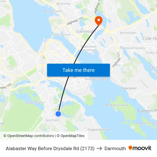 Alabaster Way Before Drysdale Rd (2173) to Darmouth map
