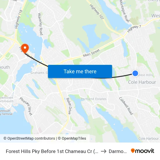 Forest Hills Pky Before 1st Chameau Cr (2229) to Darmouth map
