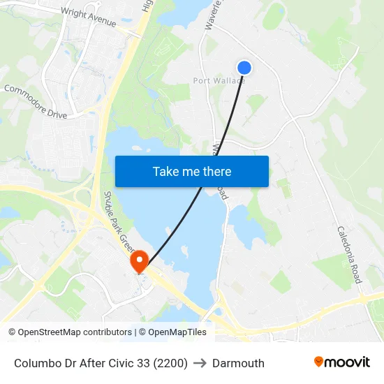 Columbo Dr After Civic 33 (2200) to Darmouth map