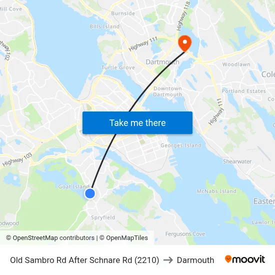 Old Sambro Rd After Schnare Rd (2210) to Darmouth map