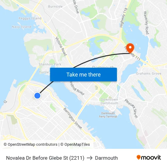 Novalea Dr Before Glebe St (2211) to Darmouth map