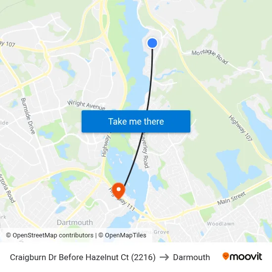 Craigburn Dr Before Hazelnut Ct (2216) to Darmouth map