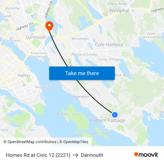 Hornes Rd at Civic 12 (2221) to Darmouth map