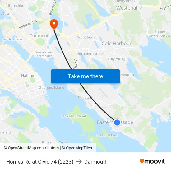 Hornes Rd at Civic 74 (2223) to Darmouth map