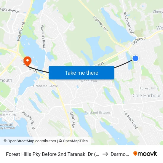 Forest Hills Pky Before 2nd Taranaki Dr (2232) to Darmouth map
