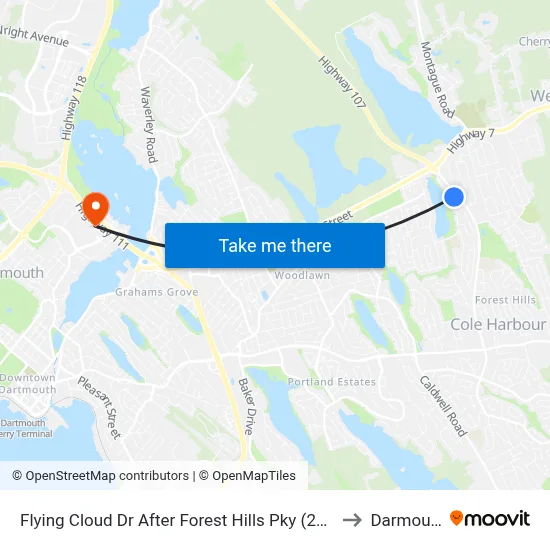 Flying Cloud Dr After Forest Hills Pky (2242) to Darmouth map