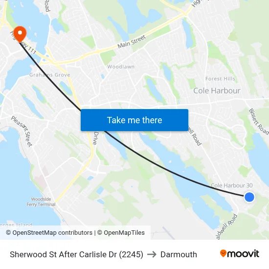 Sherwood St After Carlisle Dr (2245) to Darmouth map