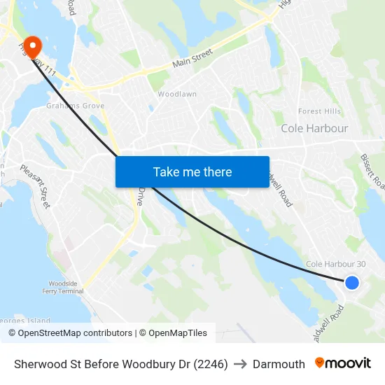 Sherwood St Before Woodbury Dr (2246) to Darmouth map