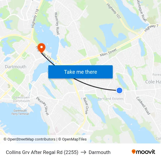 Collins Grv After Regal Rd (2255) to Darmouth map