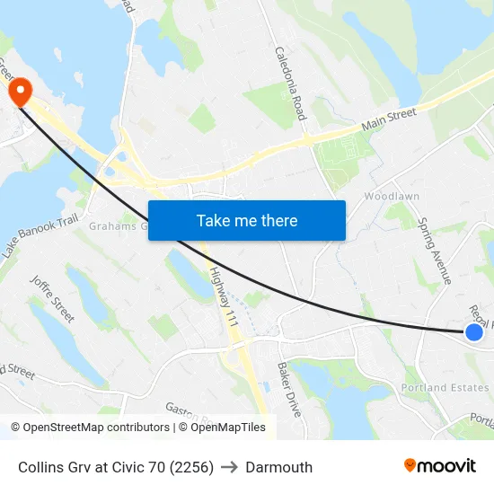 Collins Grv at Civic 70 (2256) to Darmouth map