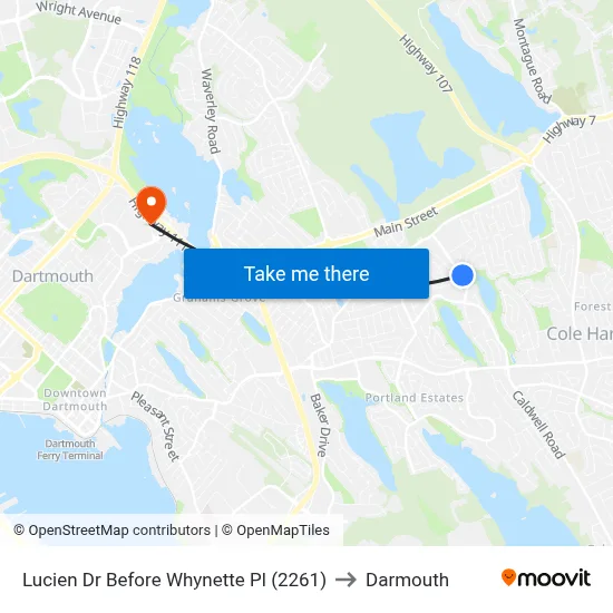 Lucien Dr Before Whynette Pl (2261) to Darmouth map