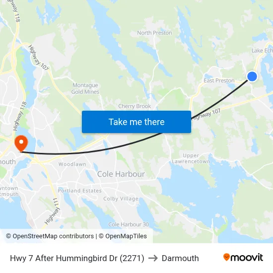 Hwy 7 After Hummingbird Dr (2271) to Darmouth map