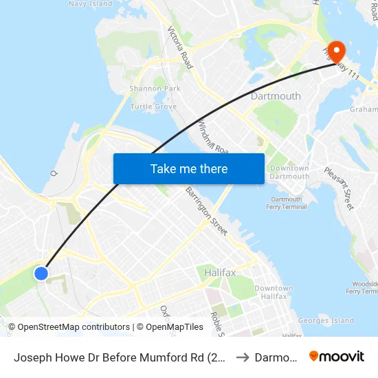 Joseph Howe Dr Before Mumford Rd (2278) to Darmouth map