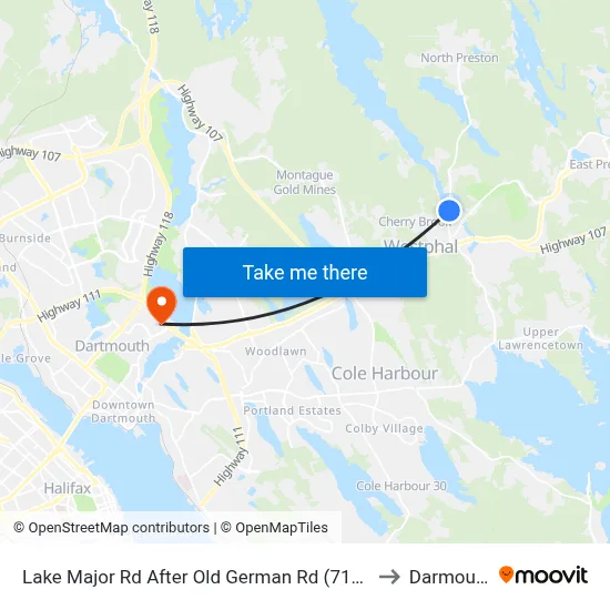 Lake Major Rd After Old German Rd (7109) to Darmouth map