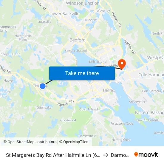 St Margarets Bay Rd After Halfmile Ln (6152) to Darmouth map