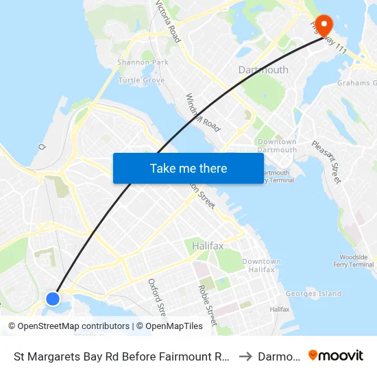 St Margarets Bay Rd Before Fairmount Rd (6159) to Darmouth map