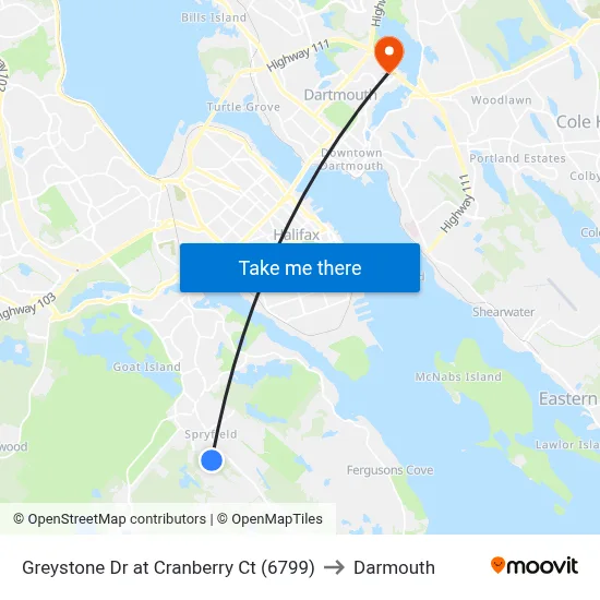 Greystone Dr at Cranberry Ct (6799) to Darmouth map