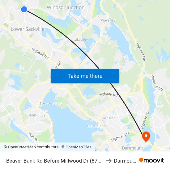 Beaver Bank Rd Before Millwood Dr (8757) to Darmouth map