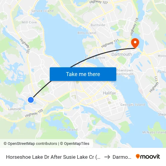 Horseshoe Lake Dr After Susie Lake Cr (6378) to Darmouth map