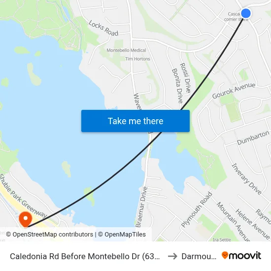 Caledonia Rd Before Montebello Dr (6372) to Darmouth map