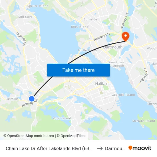 Chain Lake Dr After Lakelands Blvd (6375) to Darmouth map