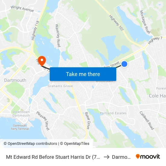 Mt Edward Rd Before Stuart Harris Dr (7265) to Darmouth map