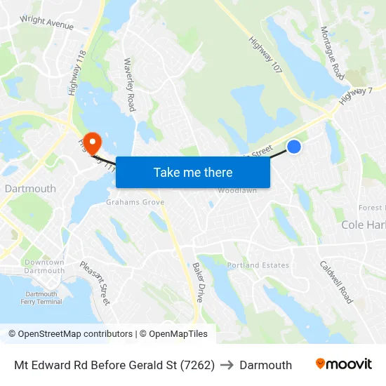 Mt Edward Rd Before Gerald St (7262) to Darmouth map
