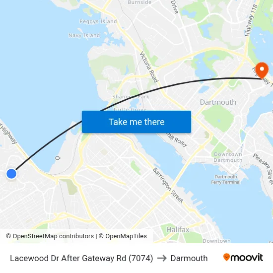Lacewood Dr After Gateway Rd (7074) to Darmouth map