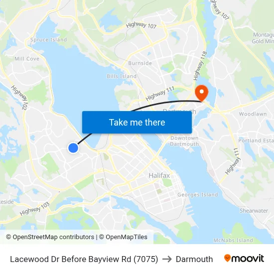 Lacewood Dr Before Bayview Rd (7075) to Darmouth map