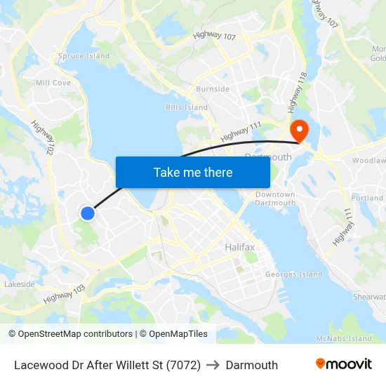 Lacewood Dr After Willett St (7072) to Darmouth map