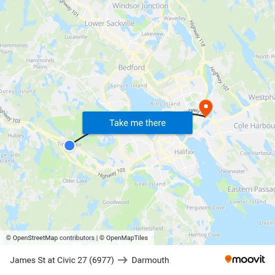 James St at Civic 27 (6977) to Darmouth map