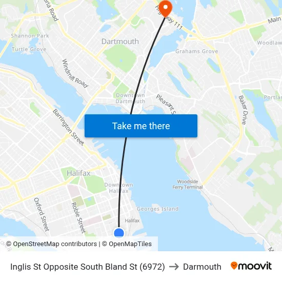 Inglis St Opposite South Bland St (6972) to Darmouth map