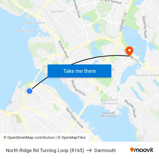 North Ridge Rd Turning Loop (8165) to Darmouth map