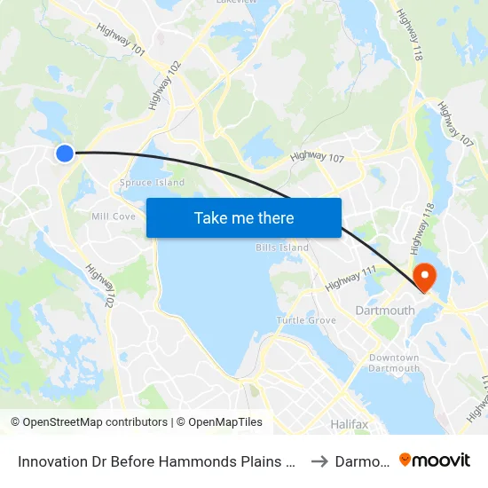 Innovation Dr Before Hammonds Plains Rd (6971) to Darmouth map