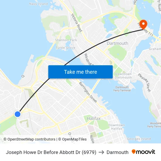 Joseph Howe Dr Before Abbott Dr (6979) to Darmouth map