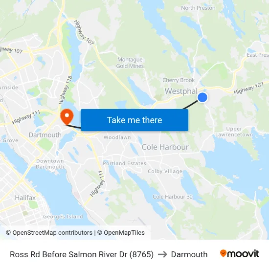 Ross Rd Before Salmon River Dr (8765) to Darmouth map