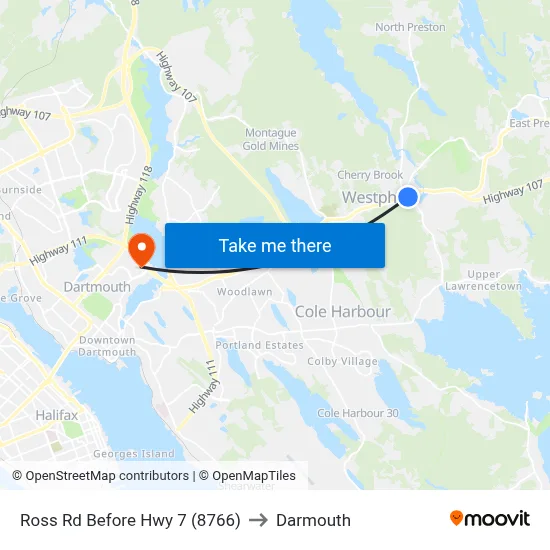Ross Rd Before Hwy 7 (8766) to Darmouth map