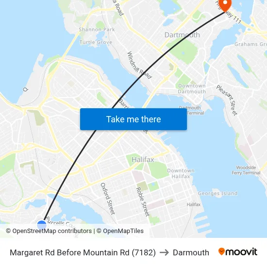 Margaret Rd Before Mountain Rd (7182) to Darmouth map