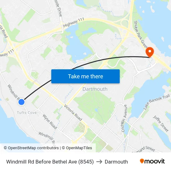 Windmill Rd Before Bethel Ave (8545) to Darmouth map