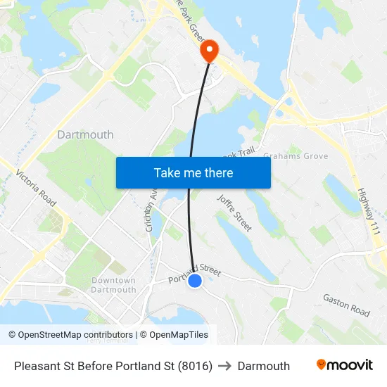 Pleasant St Before Portland St (8016) to Darmouth map